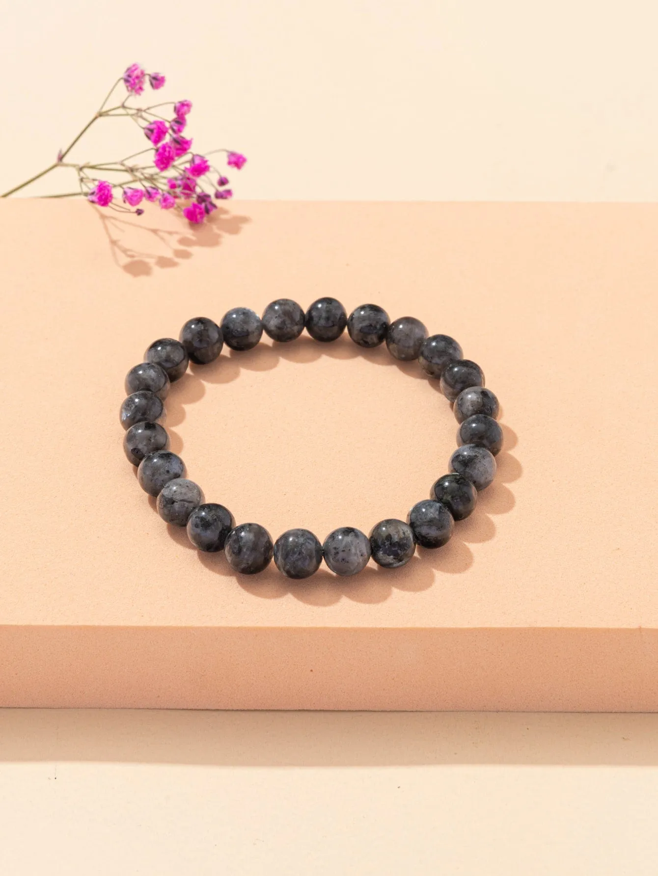 1pc Graphite Grey Beaded Bracelet Boho Crafted Creative Beads Design Stretchy