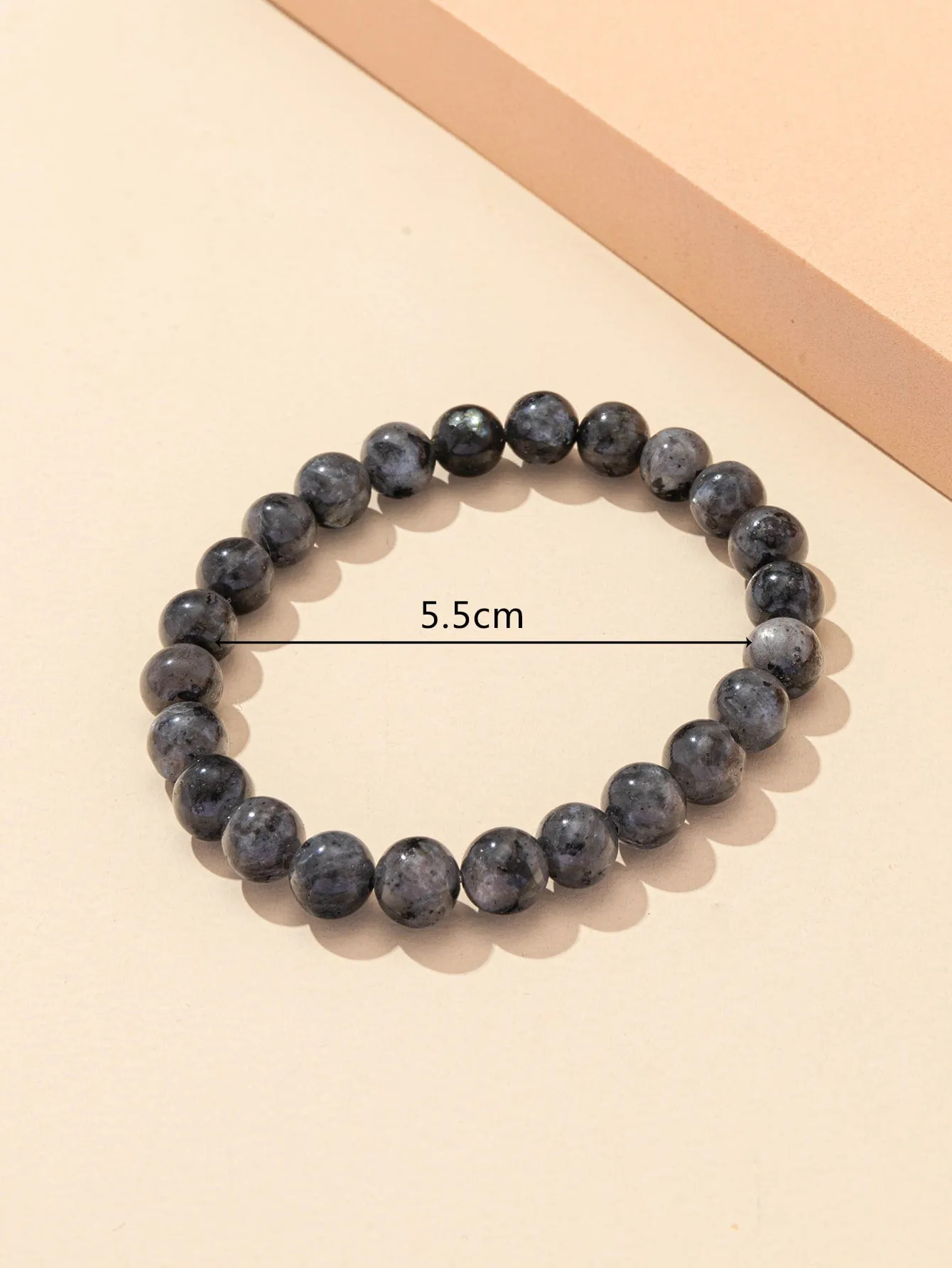 1pc Graphite Grey Beaded Bracelet Boho Crafted Creative Beads Design Stretchy