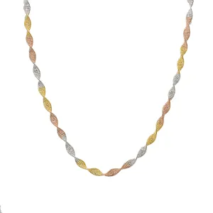 22K Multi Tone Gold Chain W/ Beaded Filigree & Singapore Style Chain