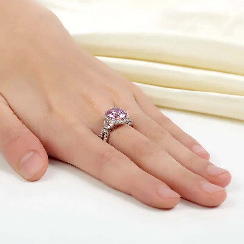 3 Carat Fancy Pink Created Diamond 925 Sterling Silver Wedding Engagement Luxury Ring Promise Anniversary XFR8242