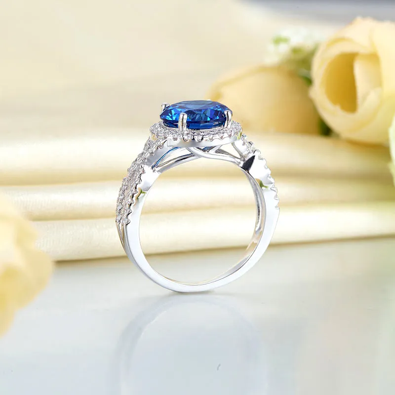 3 Carat Navy Blue Stone 925 Sterling Silver Wedding Engagement Luxury Ring Promise Anniversary XFR8314