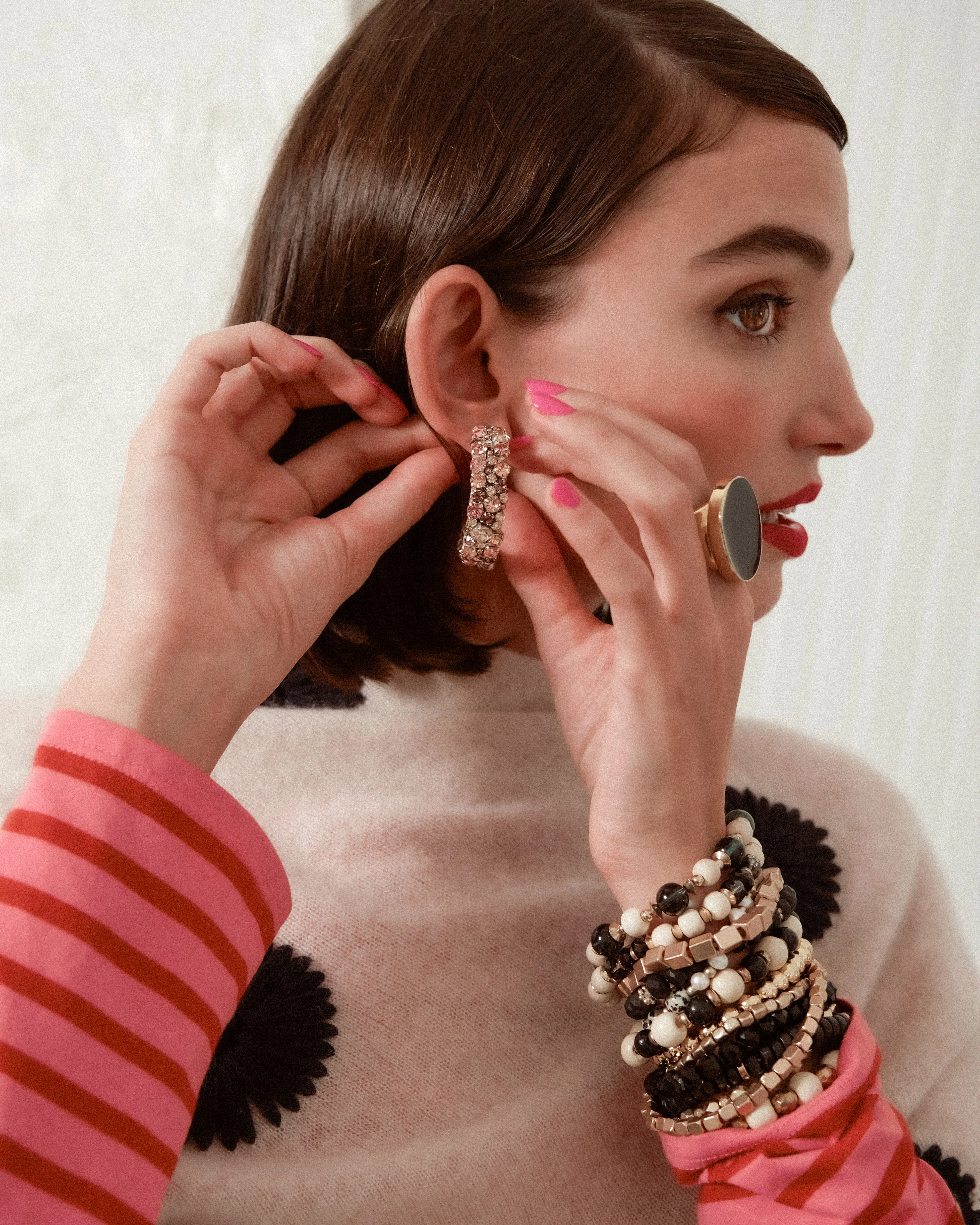 Adelpha Beaded Earrings Peach