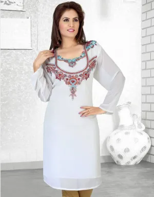 Affinity Fashionable Short Kaftan-White