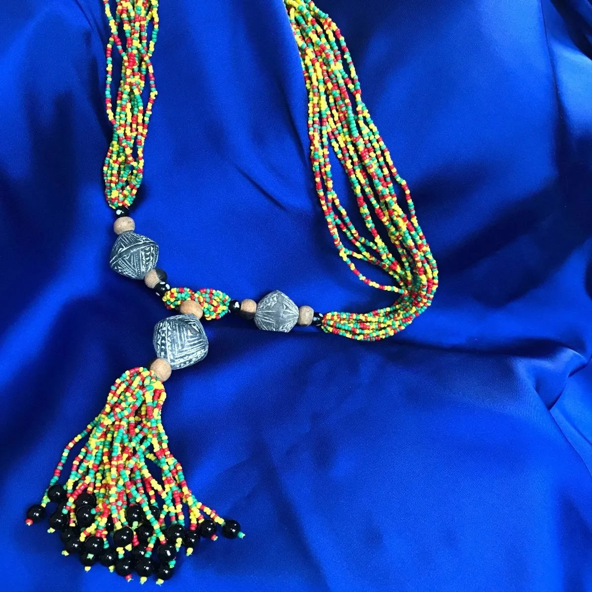 African Statement Necklace with Masai Beadwork