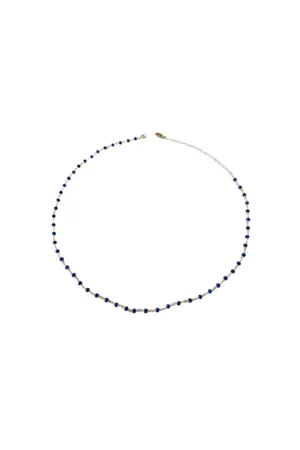 Balmy Nights Station Necklace with Sapphire Beaded Gold Chain