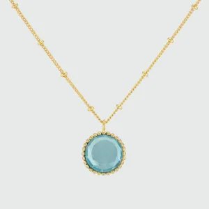 Barcelona March Blue Topaz Birthstone Necklace