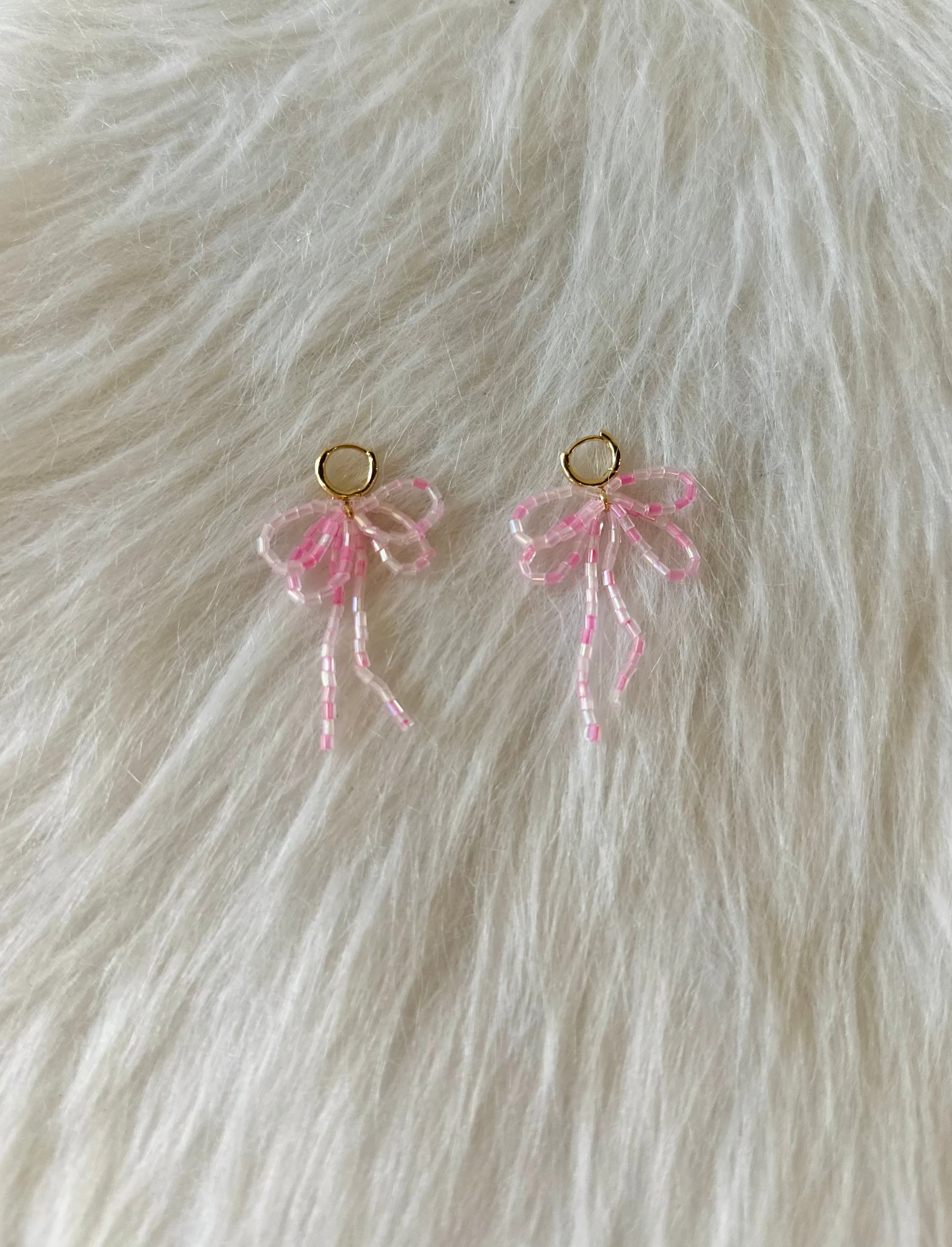 Beaded Bow Drop Earrings