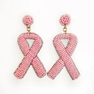 Beaded Breast Cancer Ribbon Earrings