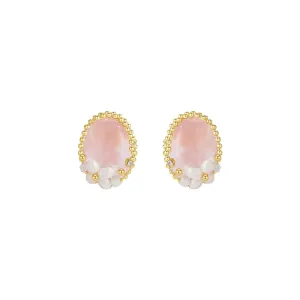 Beaded Coral Stud Pink Earrings