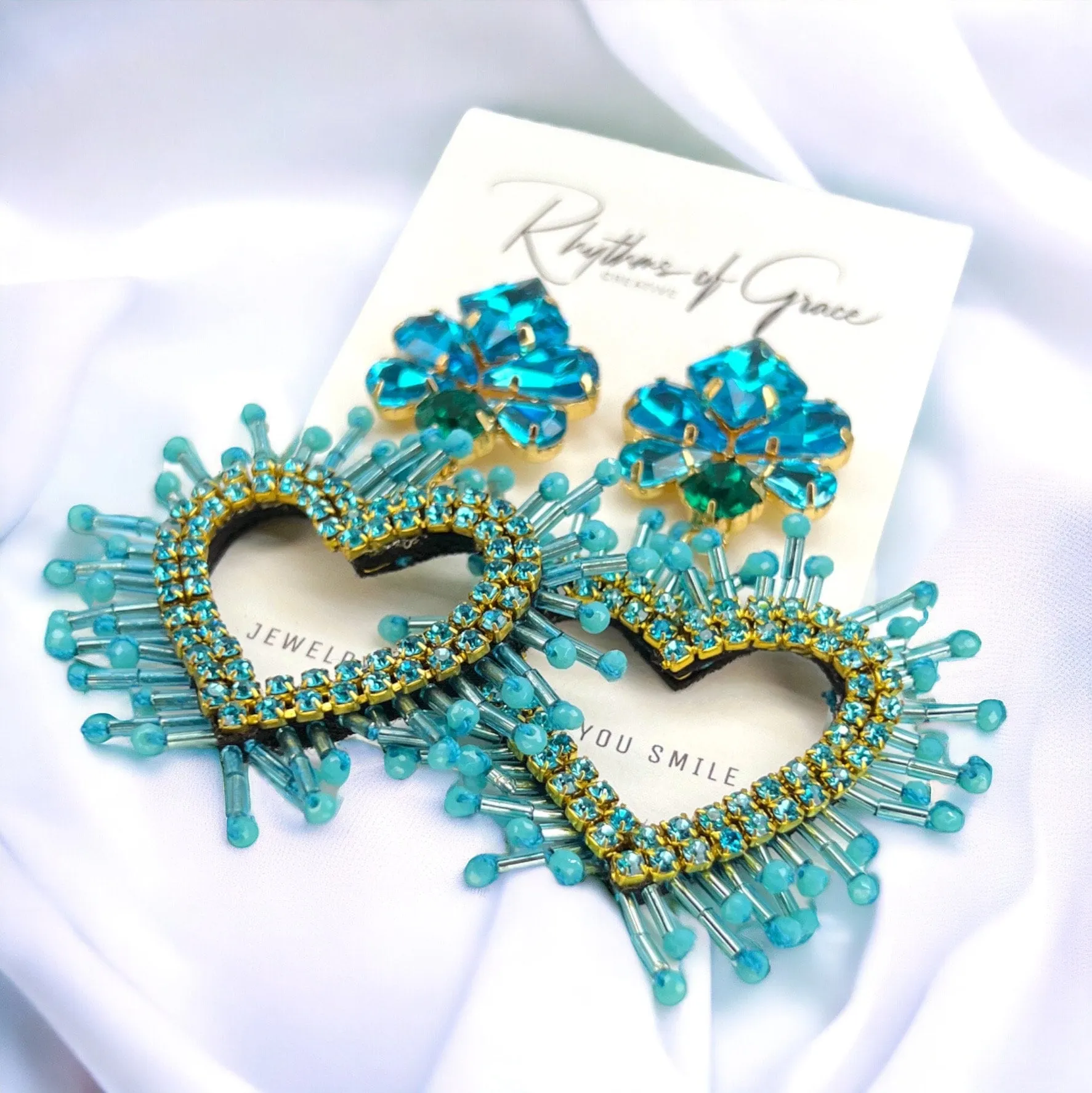 Beaded Heart Earrings, Blue Earrings, Valentine’s Earrings, Love Earrings, Heart Accessories, Easter Earrings, Beaded Earrings, Blue Beads