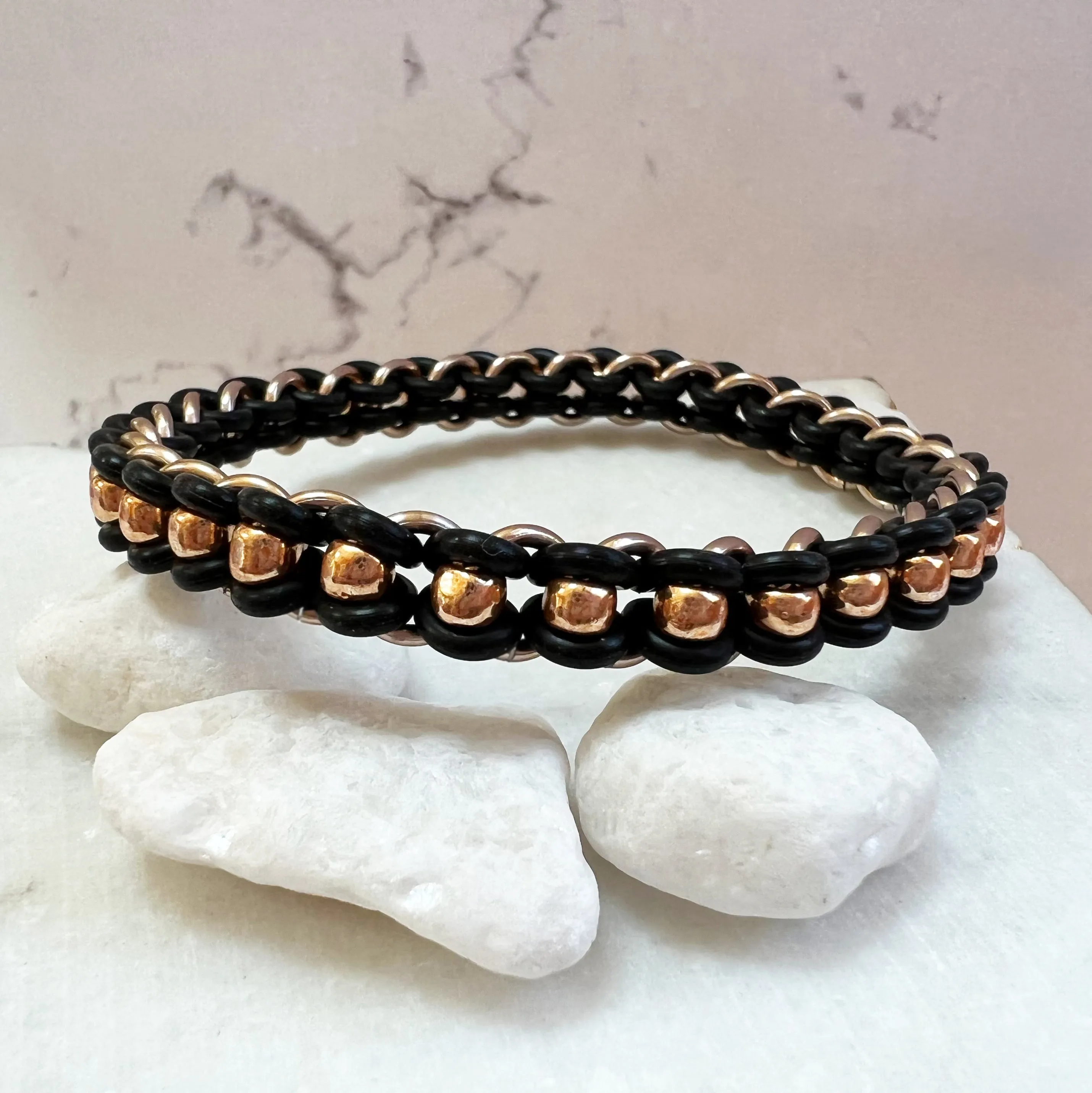 Beaded Stretch Bangle Black & Metallic Mini Kit and Free Video - Choose Color