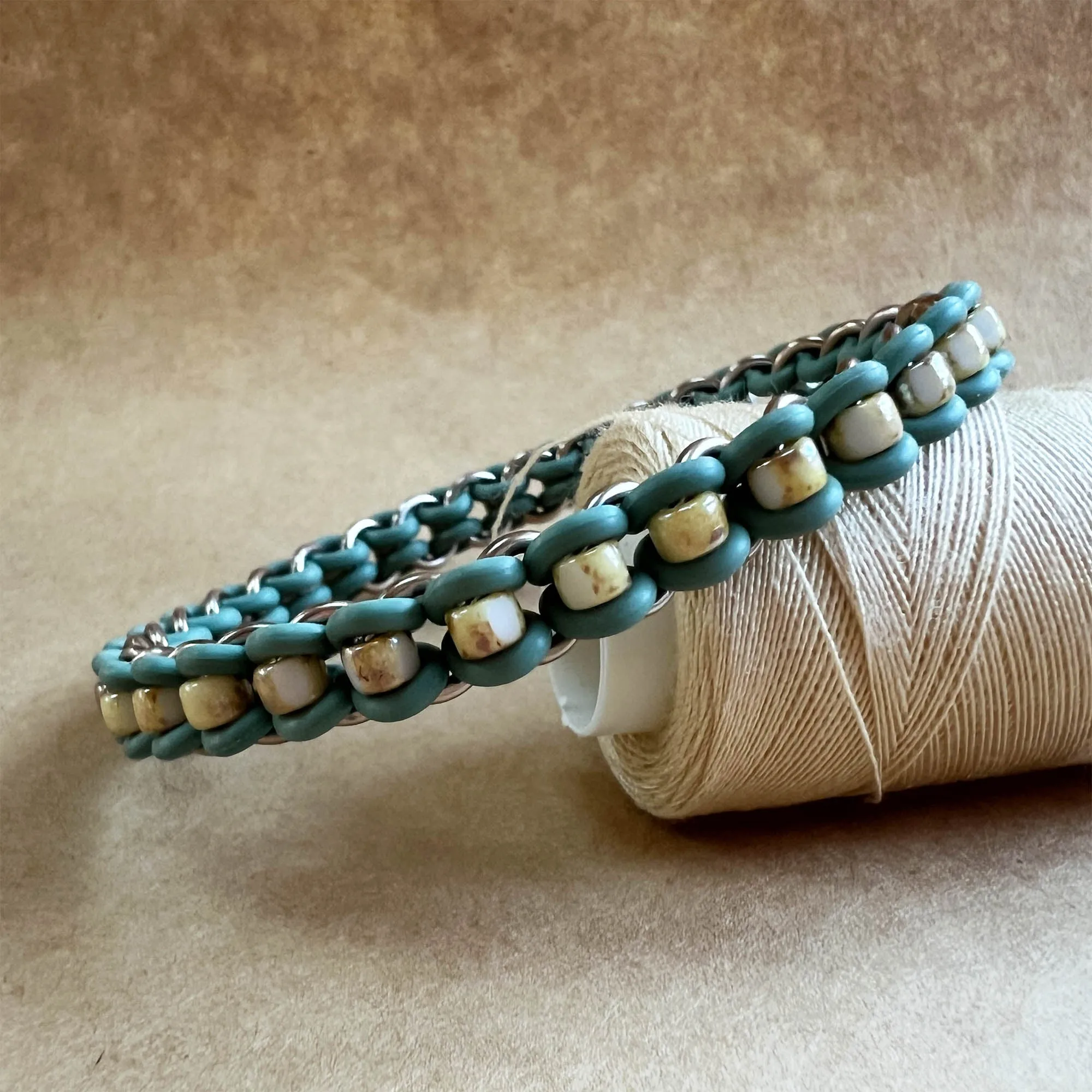 Beaded Stretch Bangle Mini Kit with Free Video - Dusky Sage, Champagne & Chalk Rembrandt