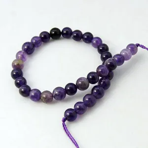 Beads Natural Stone Round Amethyst 6mm Strand 7.6 Purple