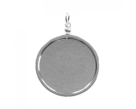 Bezel Pendant - Pocket Watch (with Jumpring) - 45mm x 40mm - 1 piece - Silver