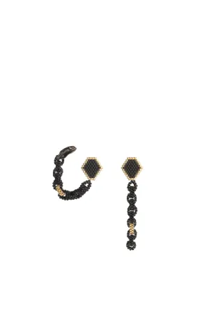 Black Glass Beaded Ear Cuff