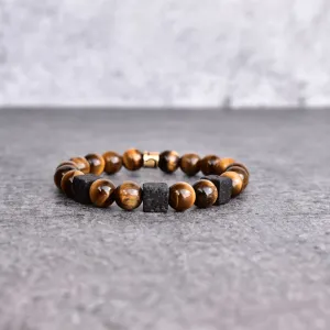 Black Icarus - Tiger Eye and Lava Bracelet