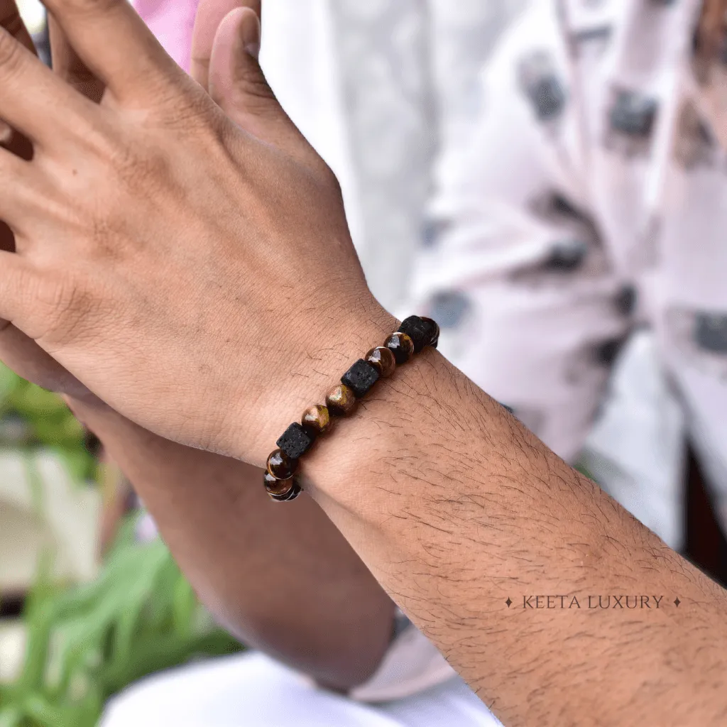 Black Icarus - Tiger Eye and Lava Bracelet