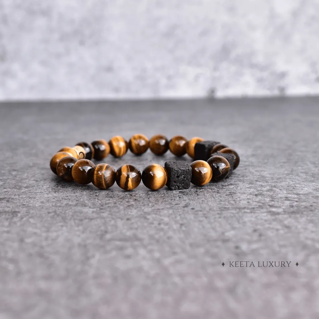 Black Icarus - Tiger Eye and Lava Bracelet