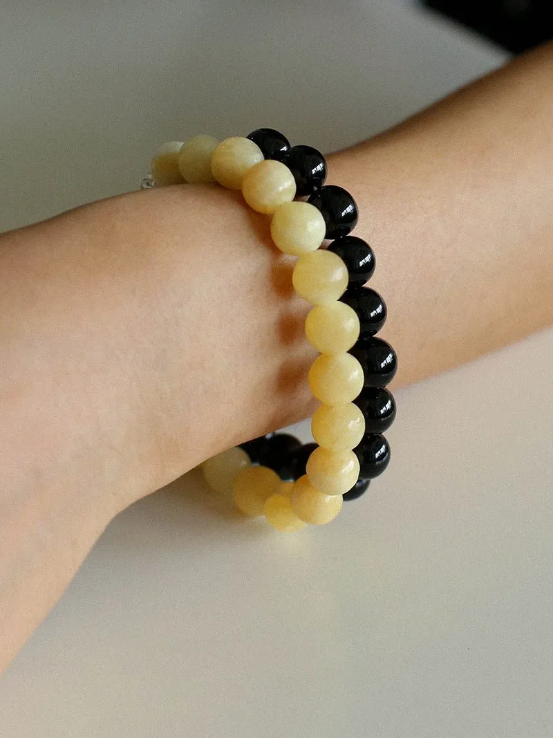 Black Onyx Red Onyx Yellow Jade 10mm Beaded Bracelet