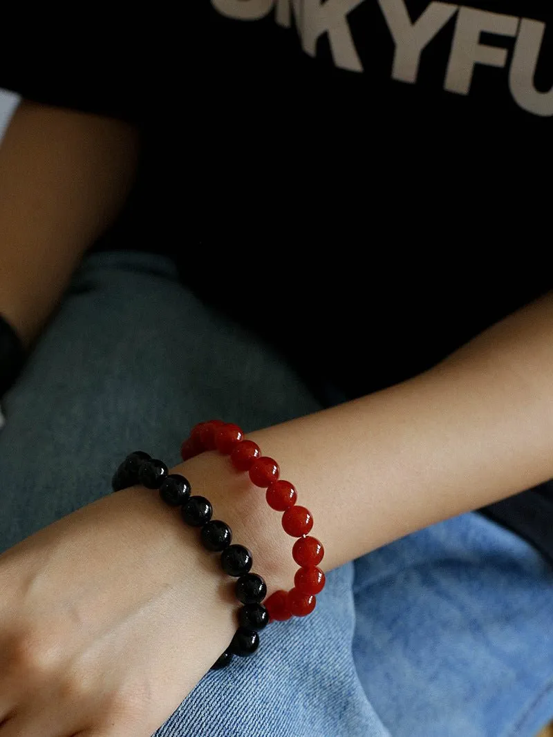 Black Onyx Red Onyx Yellow Jade 10mm Beaded Bracelet