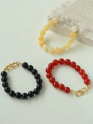 Black Onyx Red Onyx Yellow Jade 10mm Beaded Bracelet