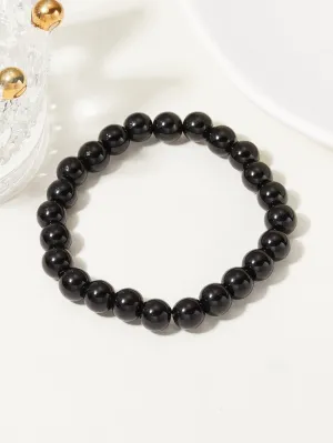 Black Stone Beaded Bracelet for Women Crafted Jewelry Stackable Bracelets