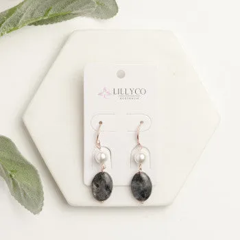 BLACK STONE EARRING**