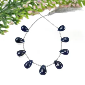 BLUE SAPPHIRE Gemstone Loose Beads : 47.05cts Natural Untreated Sapphire Plain Almond Beads 11*7.5mm - 12.5*9mm