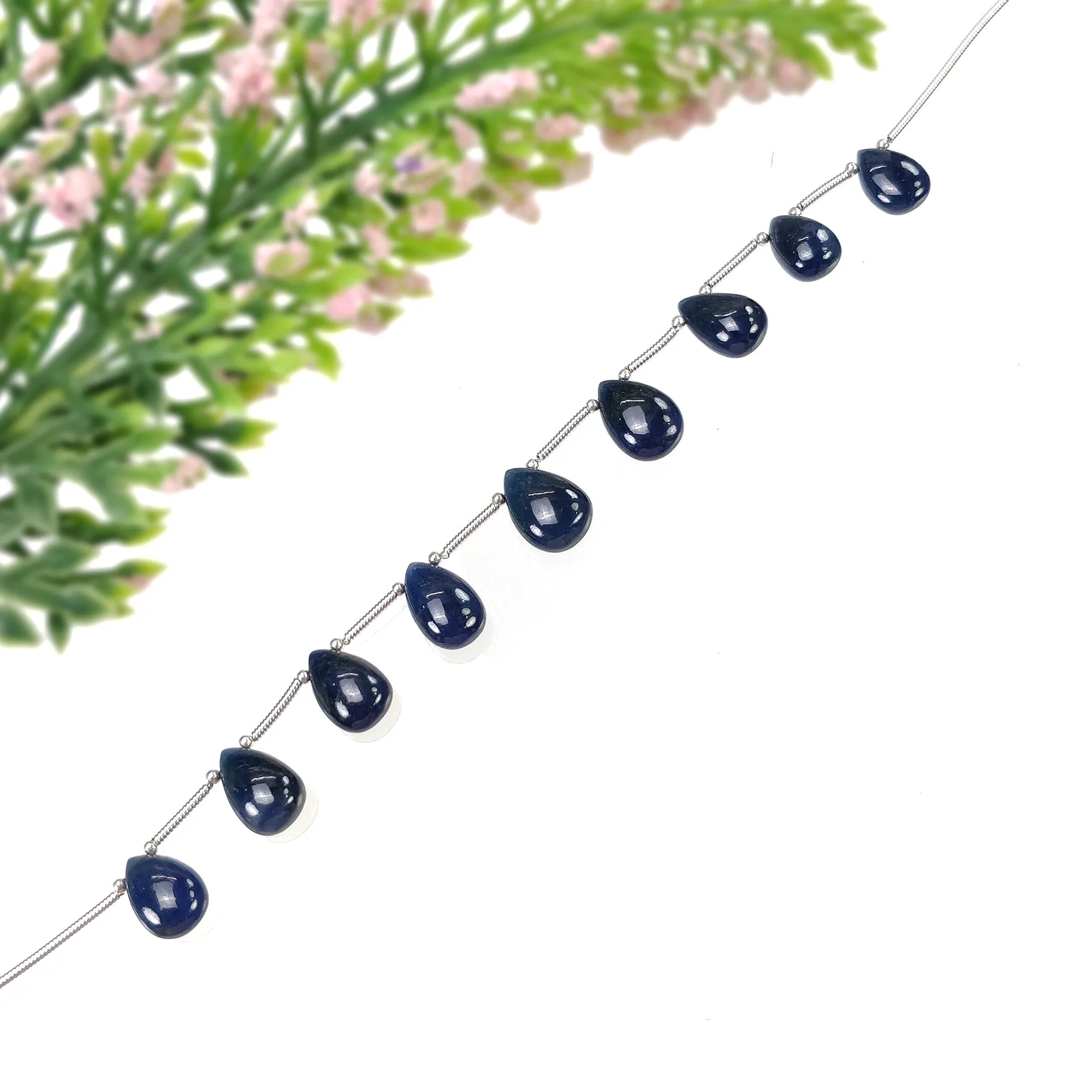 BLUE SAPPHIRE Gemstone Loose Beads : 47.05cts Natural Untreated Sapphire Plain Almond Beads 11*7.5mm - 12.5*9mm