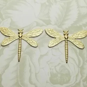 Brass Dragonfly Stampings - No Ring x 2 - 6802RAT.