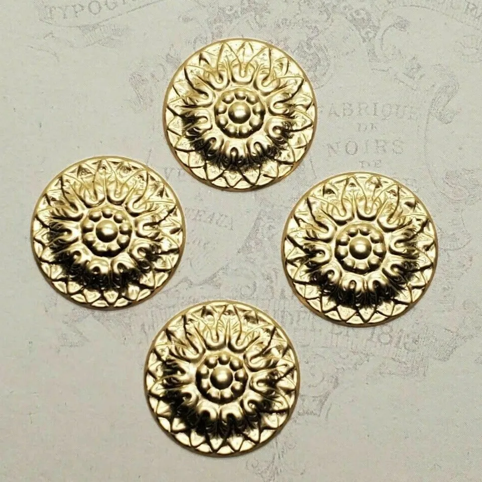 Brass Ornate Medallions x 4 - 25RAT.