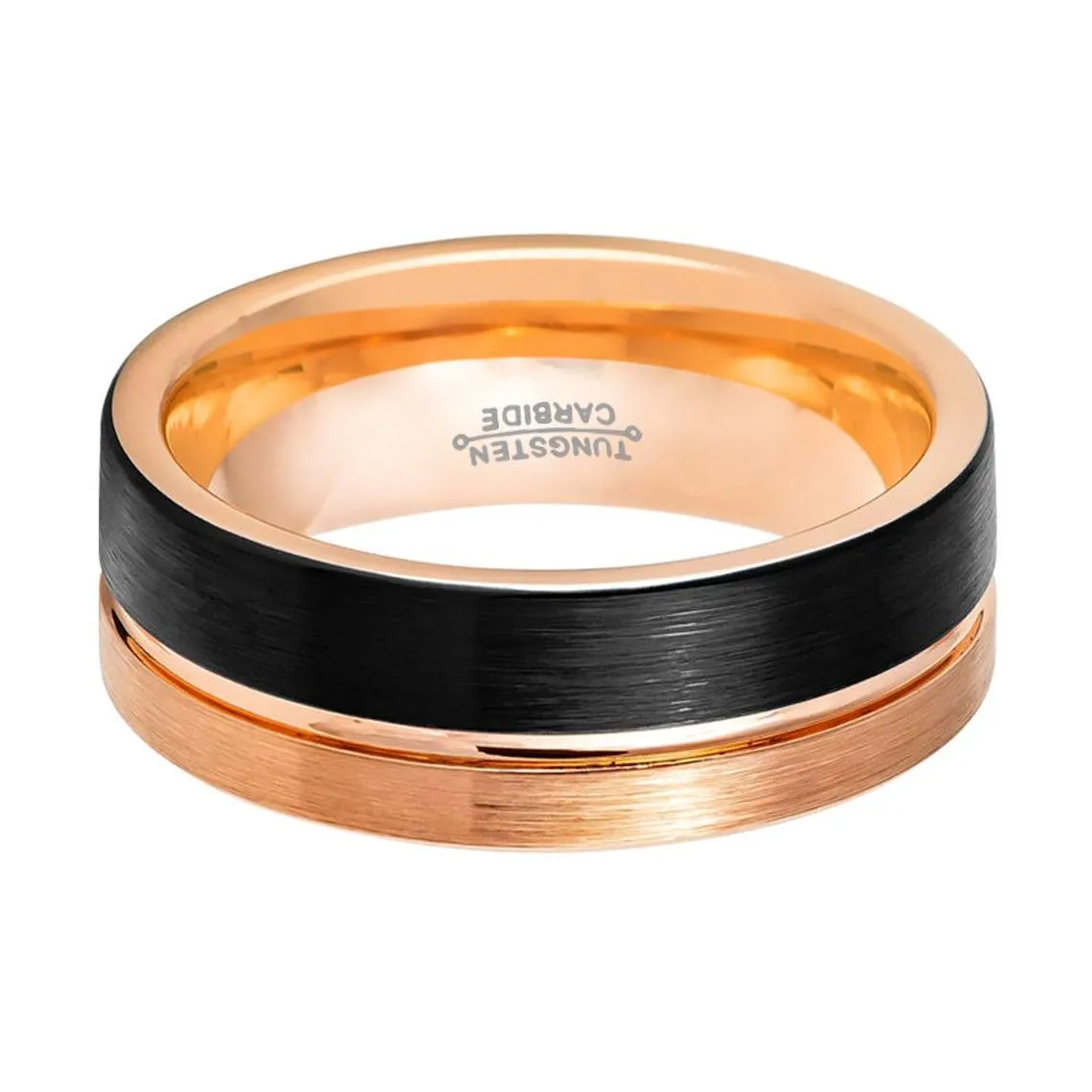 BRENTLEY | Tungsten Ring Rose and Black Groove