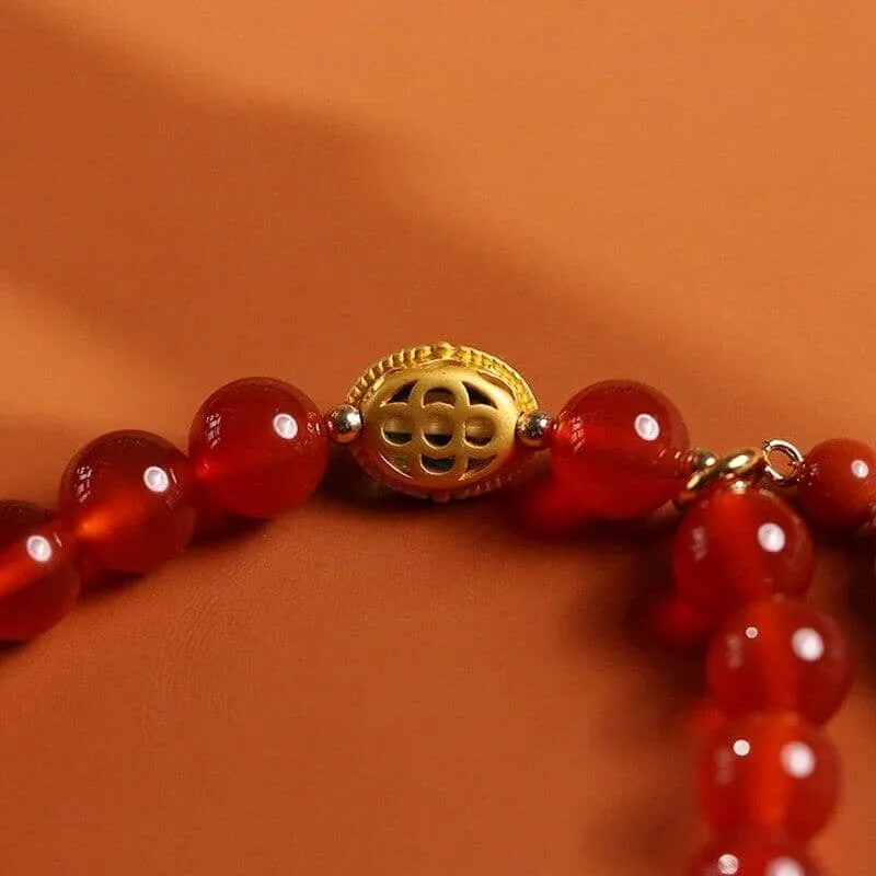 Buddha Beads 8mm Natural Red Agate Bracelet