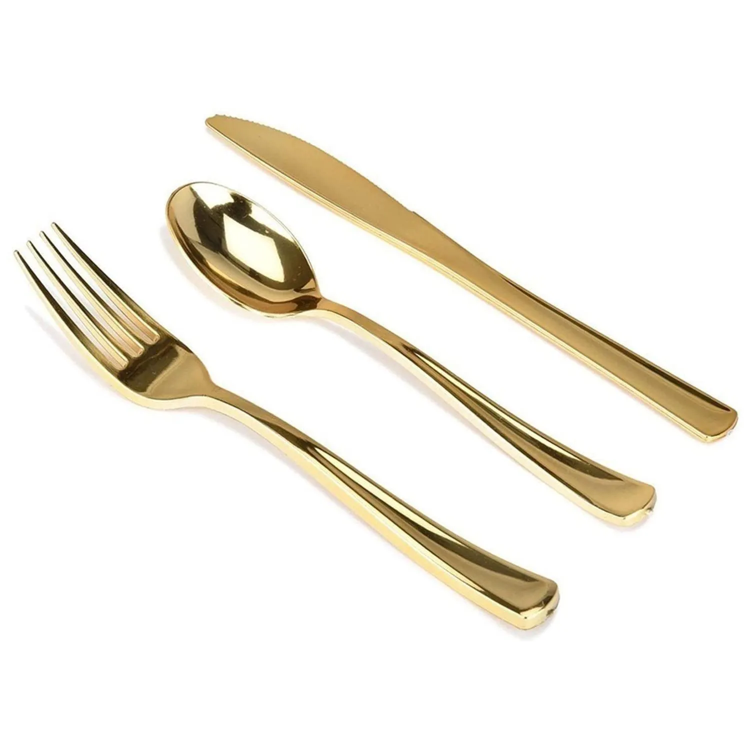 *BULK* Pre-Rolled set Cutlery Combo Spoon, Knife, Forks and Napkin Polished Gold