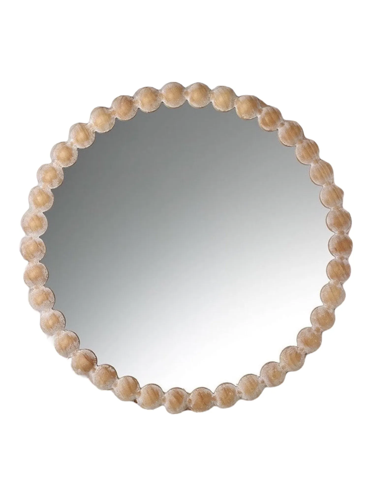 Camilla Washed Round Wooden Beaded Mirror