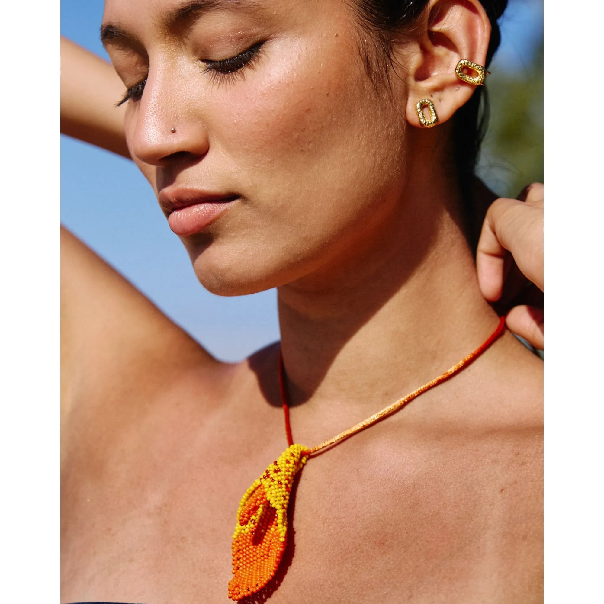 Cartucho Long Necklace Yellow & Orange