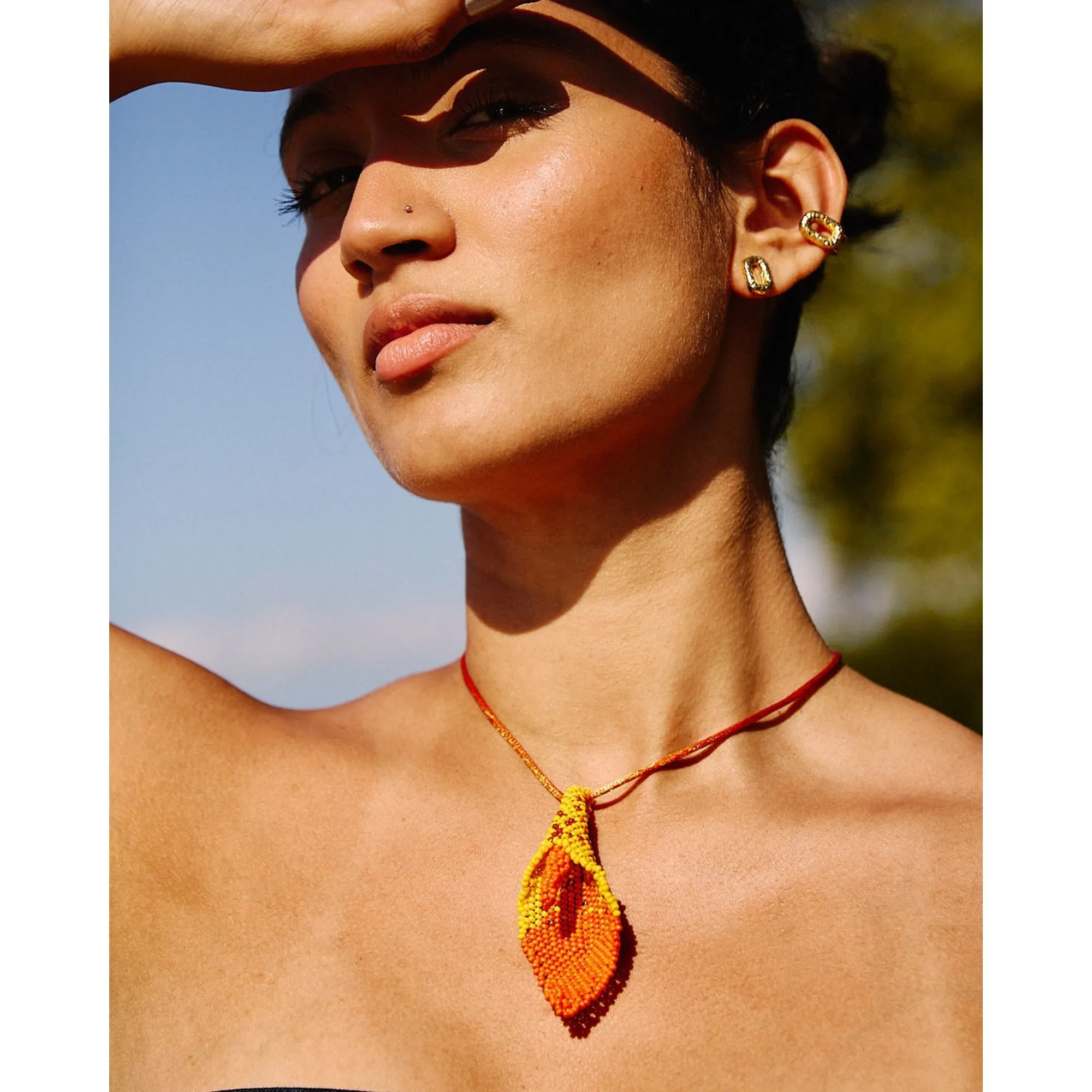 Cartucho Long Necklace Yellow & Orange