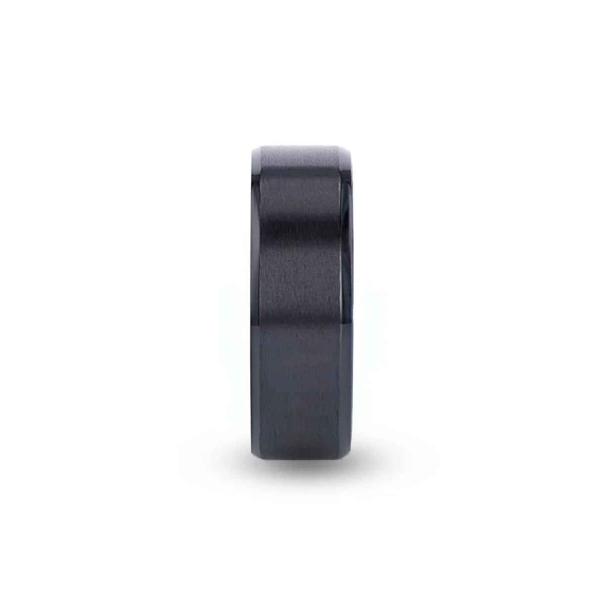 CASTOR | Blue Titanium Ring, Black Brushed, Beveled