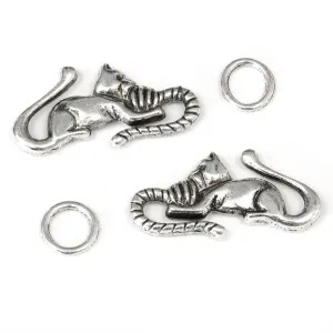 Cat Link Antique Silver 28x13mm - Pack of 10