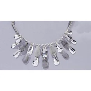 Charlie Paige Silver Necklace w/ Gray & Silver Dangles