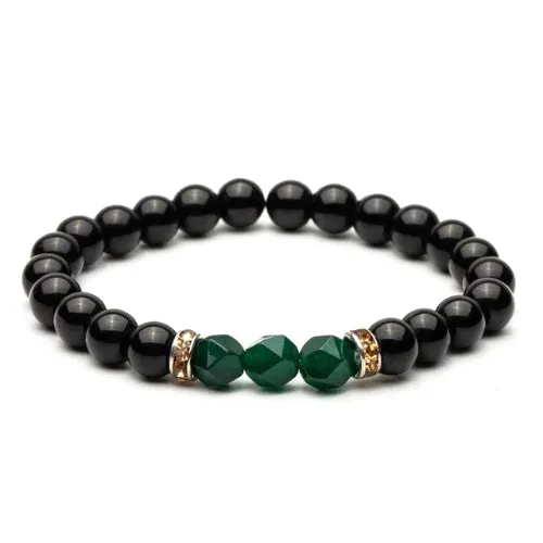 Classy Men Elegant Green Stone Bracelet