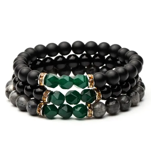 Classy Men Elegant Green Stone Bracelet