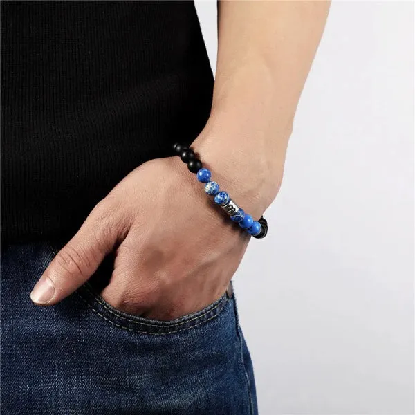 Classy Men Sagittarius Blue Beaded Zodiac Bracelet