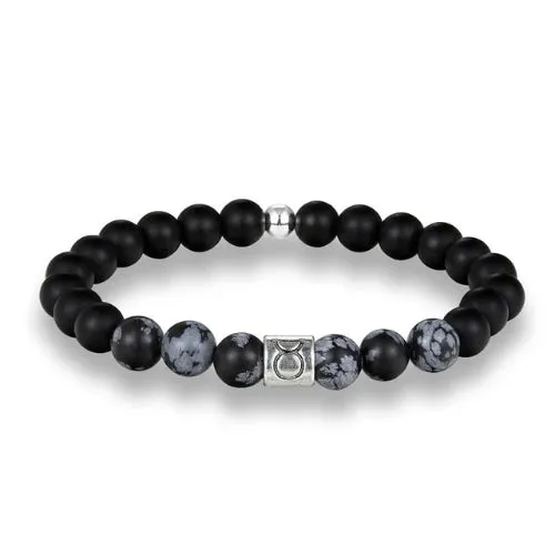 Classy Men Taurus Black Beaded Zodiac Bracelet