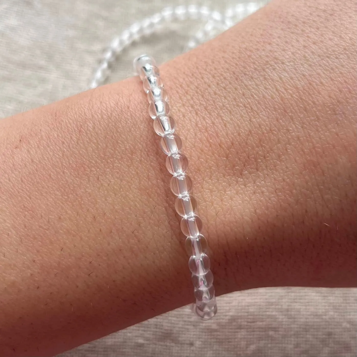 Clear Quartz 4mm Beaded Bracelet - Master Healer