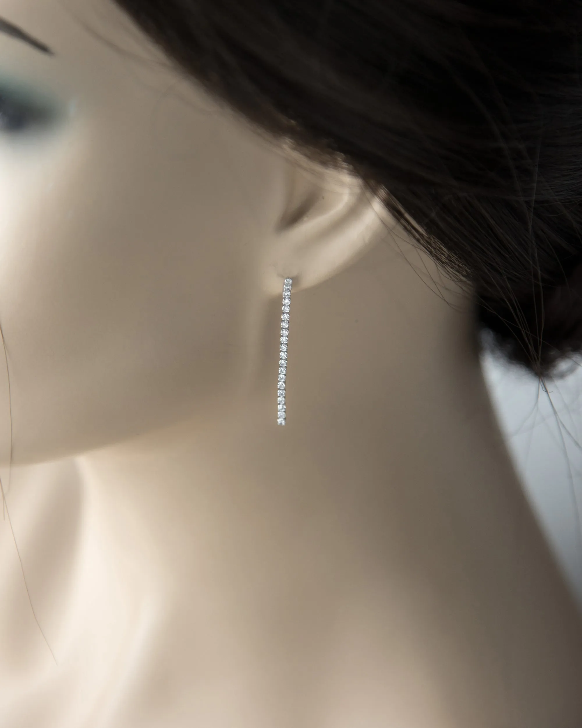 Delicate CZ Line Drop Earrings