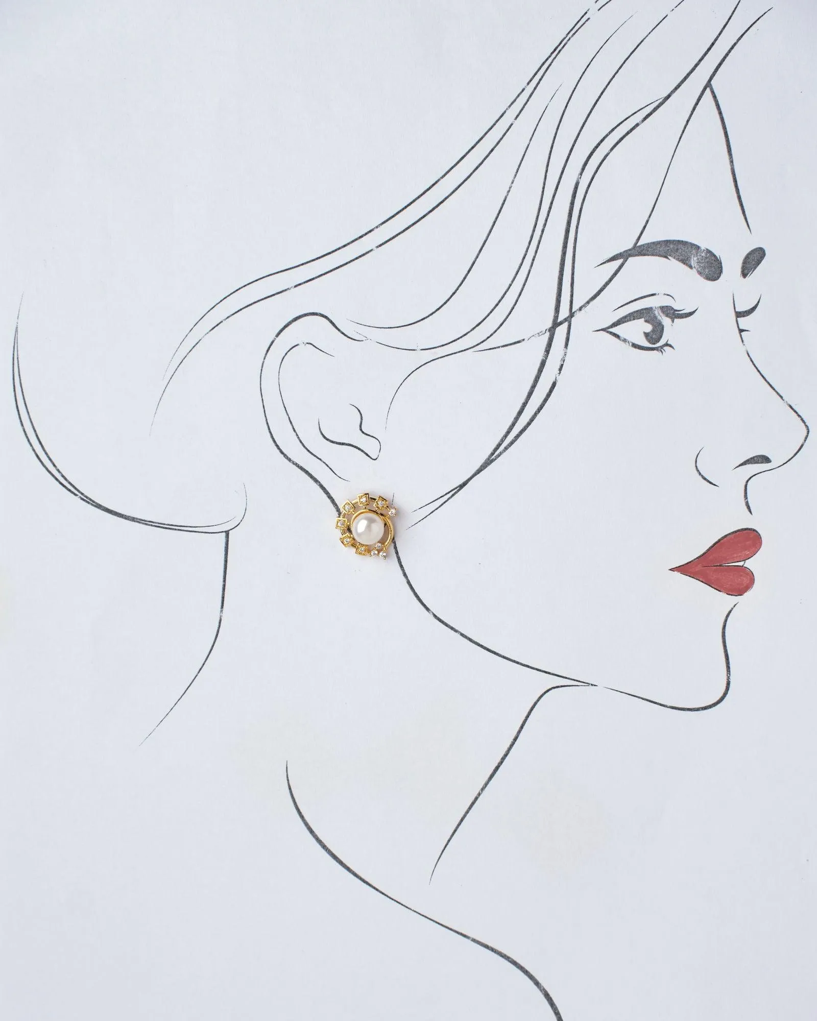 Delicate Stud Pearl Earring