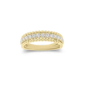 Diamond & Beaded Gold Ring