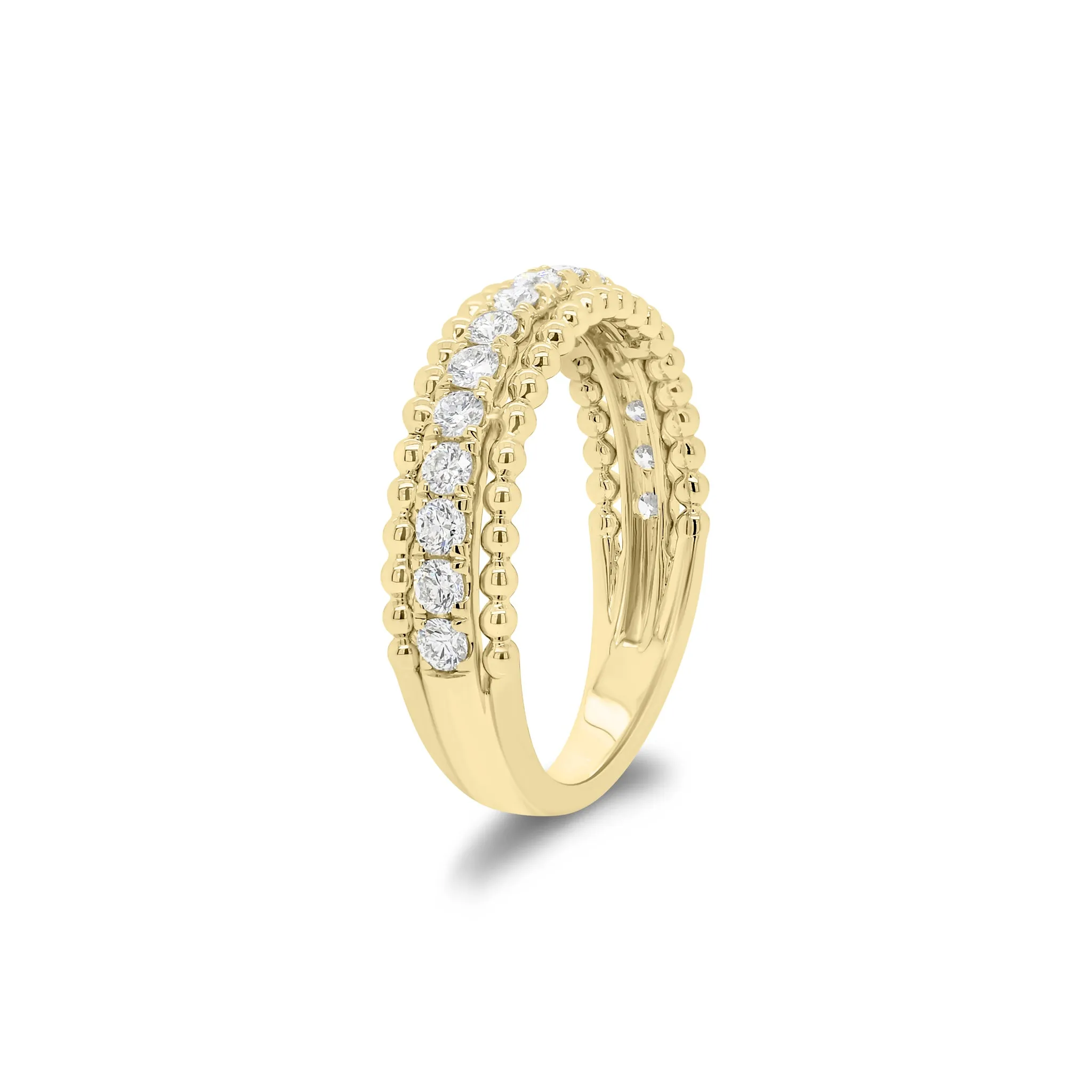 Diamond & Beaded Gold Ring