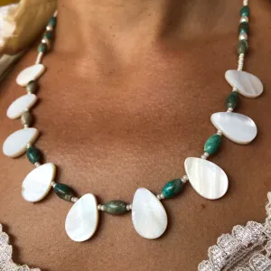 Elegant Necklace - Turquoise & Mother of Pearl